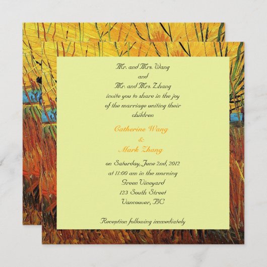 Bride en groom ouders, uitnodiging, bruiloft kaart (Voorkant / Achterkant)