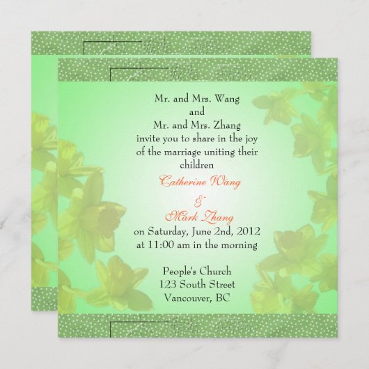 Bride en groom ouders, uitnodiging, bruiloft kaart (Voorkant / Achterkant)