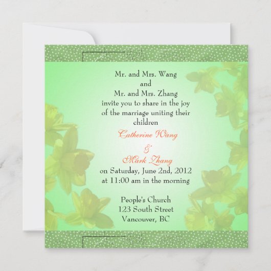 Bride en groom ouders, uitnodiging, bruiloft kaart (Voorkant)