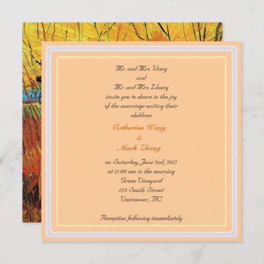 Bride en groom ouders, uitnodiging, bruiloft kaart (Voorkant / Achterkant)