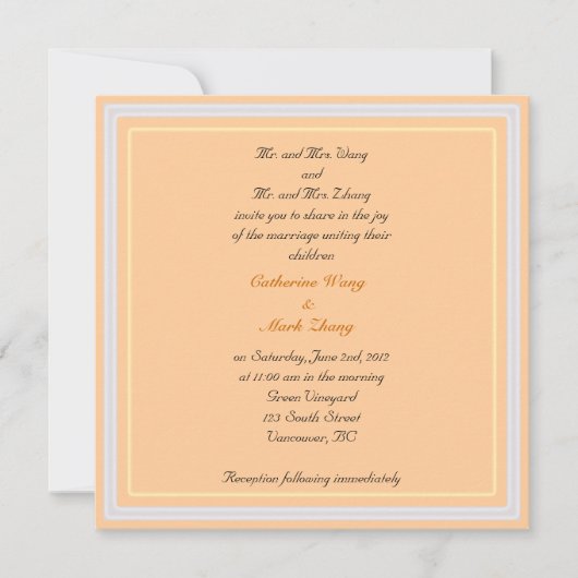 Bride en groom ouders, uitnodiging, bruiloft kaart (Voorkant)