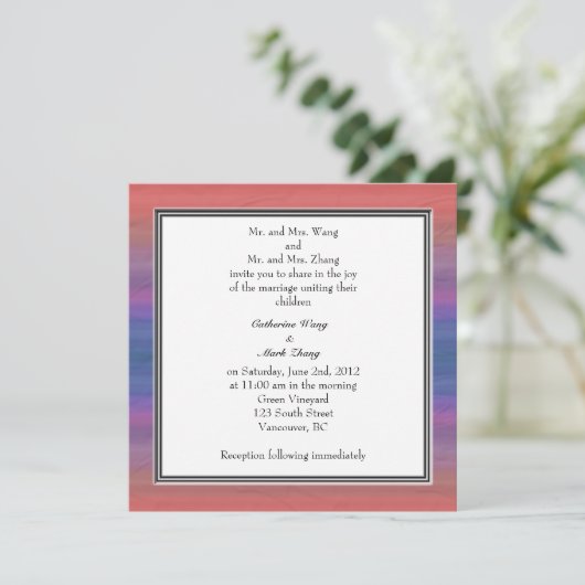 Bride en groom ouders, uitnodiging, bruiloft kaart (Staand voorkant)