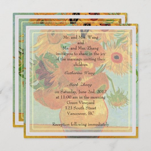 Bride en groom ouders, uitnodiging, bruiloft kaart (Voorkant / Achterkant)