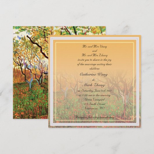 Bride en groom ouders, uitnodiging, Orchard Kaart (Voorkant / Achterkant)