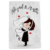 Bride en Groom over Satin Damask Medium Cadeauzakje (Voorkant)