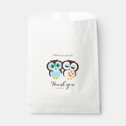 Bride en Groom Owls Bedankzakje (Voorkant)