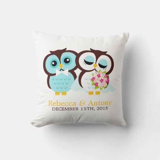 Bride en Groom Owls Kussen (Voorkant)