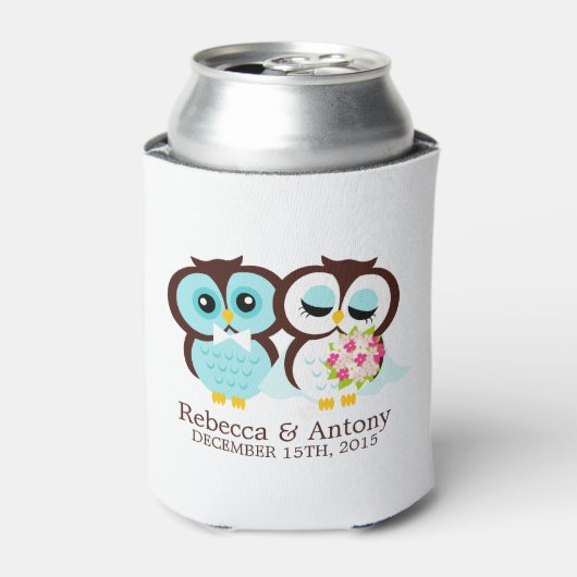 Bride en Groom Owls Wedding Blikjeskoeler (Blikje Voorkant)