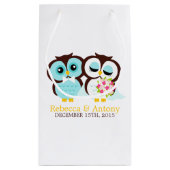 Bride en Groom Owls Wedding Klein Cadeauzakje (Achterkant)