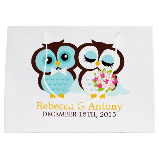 Bride en Groom Owls Wedding Large Cadeautasje (Voorkant)