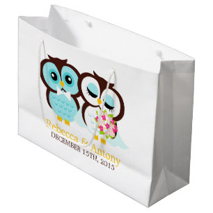 Bride en Groom Owls Wedding Large Cadeautasje