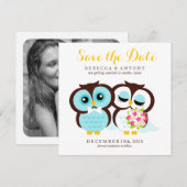 Bride en Groom Owls Wedding Save the Date (Voorkant / Achterkant)