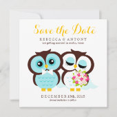 Bride en Groom Owls Wedding Save the Date (Voorkant)