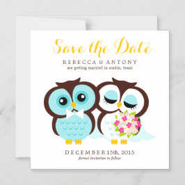 Bride en Groom Owls Wedding Save the Date Magnetische Uitnodiging