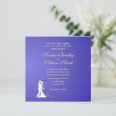 Bride en Groom Paars Lotus Wedding Kaart (Staand voorkant)