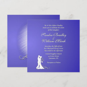 Bride en Groom Paars Lotus Wedding Kaart