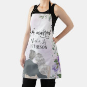 Bride en Groom Paarse Blush Flowers gewoon getrouw Schort (Insitu)