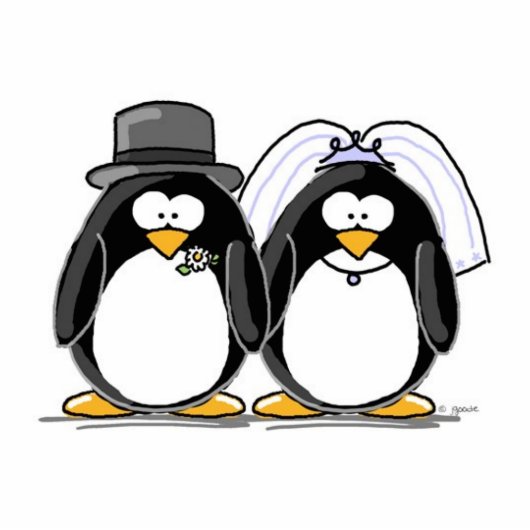 Bride en Groom Penguin - foto-opmaak Staand Fotobeeldje (Voorkant)