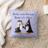 Bride en Groom Penguin Wedding Art Kussen (Deken)