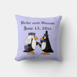 Bride en Groom Penguin Wedding Art Kussen