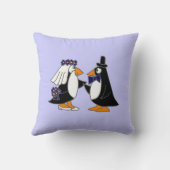 Bride en Groom Penguin Wedding Art Kussen (Achterkant)