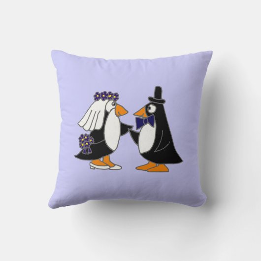 Bride en Groom Penguin Wedding Art Kussen (Achterkant)