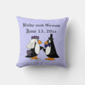 Bride en Groom Penguin Wedding Art Kussen (Voorkant)