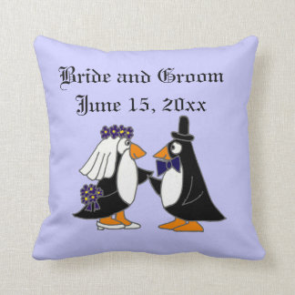Bride en Groom Penguin Wedding Art Kussen