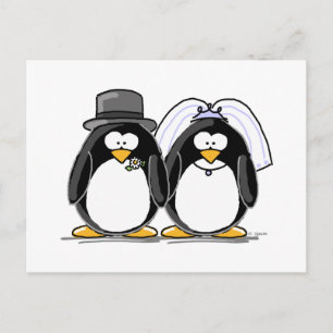 Bride en Groom Penguins Briefkaart
