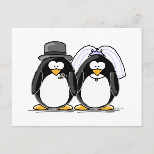 Bride en Groom Penguins Briefkaart (Voorkant)