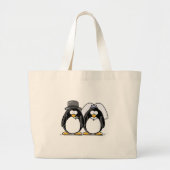 Bride en Groom Penguins Grote Tote Bag (Voorkant)