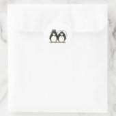 Bride en Groom Penguins Ronde Sticker (Tas)