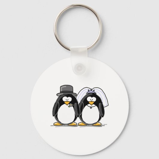 Bride en Groom Penguins Sleutelhanger (Voorkant)