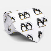 Bride en Groom Penguins Stropdas (Opgerold)
