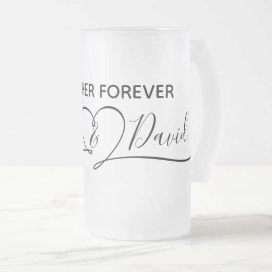 Bride en Groom Persoonlijk samen Forever Matglas Bierpul (Voorkant rechts)