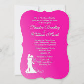 Bride en Groom Pink Wedding Kaart (Voorkant)