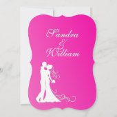 Bride en Groom Pink Wedding Kaart (Achterkant)