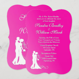 Bride en Groom Pink Wedding Kaart