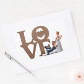 Bride en Groom Rechthoekige Sticker (Envelop)