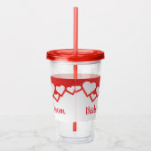 Bride en Groom Red Hearts Acryl Drinkbeker (Rechts)