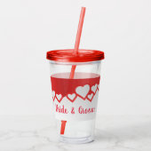 Bride en Groom Red Hearts Acryl Drinkbeker (Achterkant)
