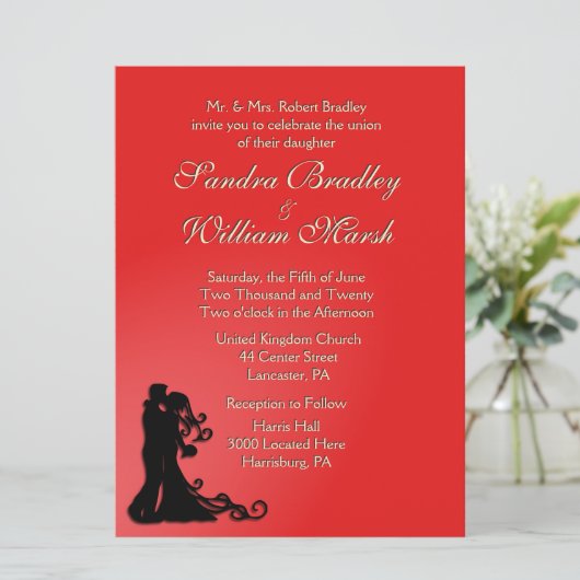 Bride en Groom Red Kaart (Staand voorkant)