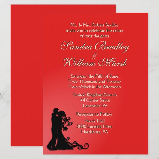 Bride en Groom Red Kaart (Voorkant / Achterkant)