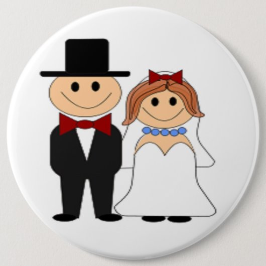 BRIDE EN GROOM RONDE BUTTON 6,0 CM (Voorkant)