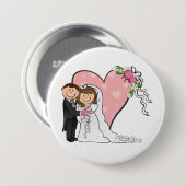 Bride en Groom Ronde Button 7,6 Cm (Voorkant /achterkant)