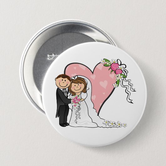 Bride en Groom Ronde Button 7,6 Cm (Voorkant /achterkant)
