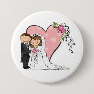 Bride en Groom Ronde Button 7,6 Cm