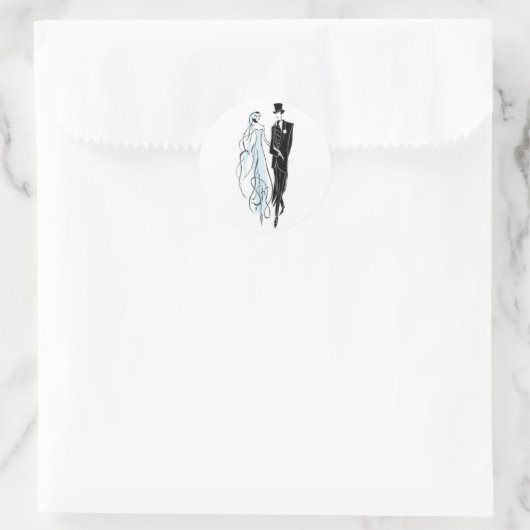 Bride en Groom Ronde Sticker (Tas)