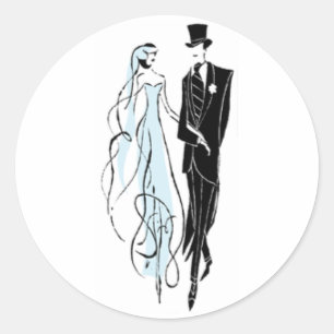 Bride en Groom Ronde Sticker