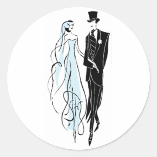 Bride en Groom Ronde Sticker (Voorkant)